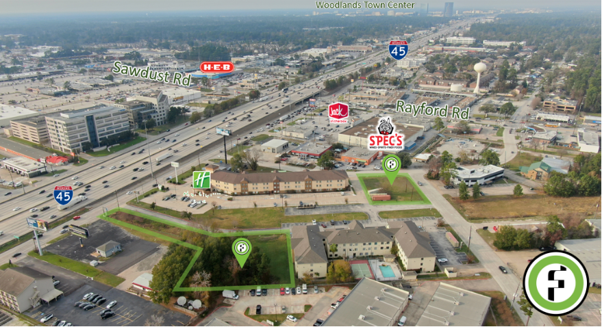 Aerial view of build to suit opportunity in Spring TX near I-45