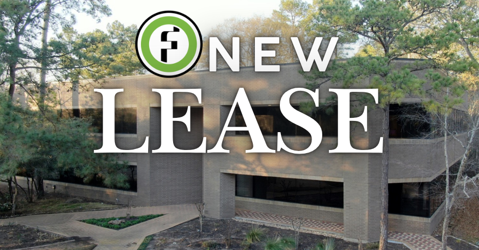 Exterior view of 10655 Six Pines Drive in The Woodlands, Texas following a new lease transaction announced by Foldetta Commercial