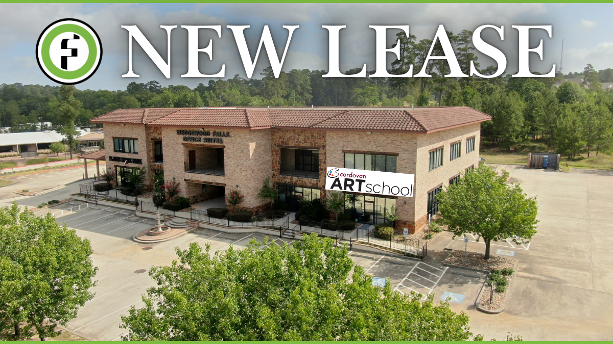 Exterior of the building at 5452 W. Davis Street in Conroe, Texas, where Cordovan Art School has leased space. Jeff Swearingen of Foldetta Commercial represented the landlord.
